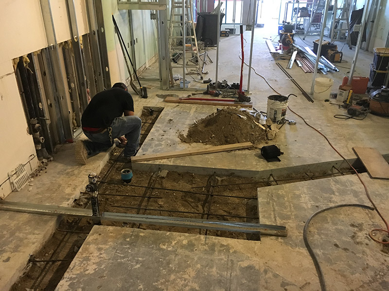 Picture of cutting slab for plumbing