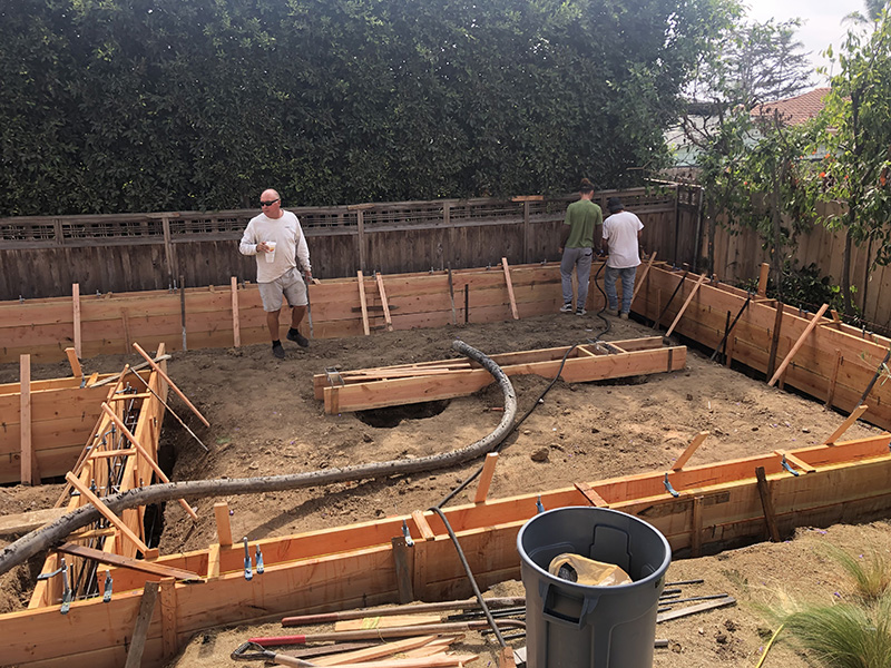 onstruction ADU foundation forms, ready to pour concrete