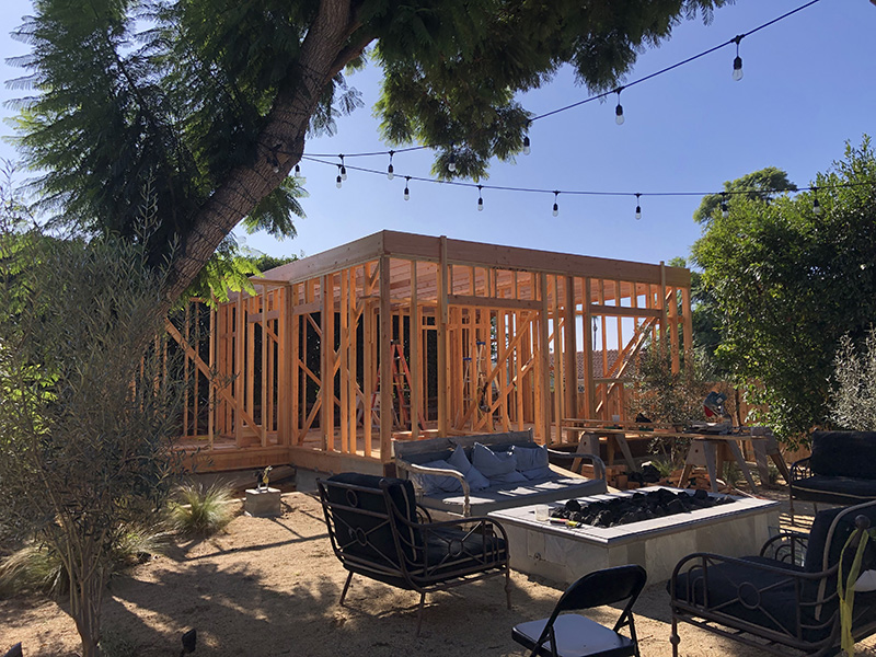 Photo of ADU framing underway