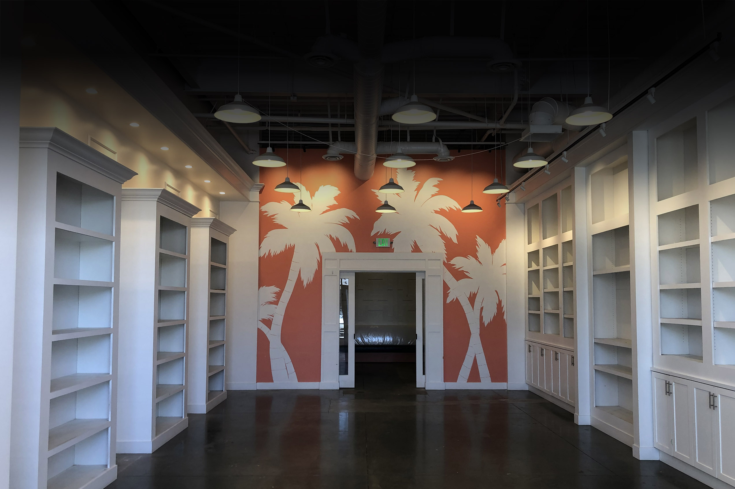 Interior photo of upscale fashion retail tenant improvement.